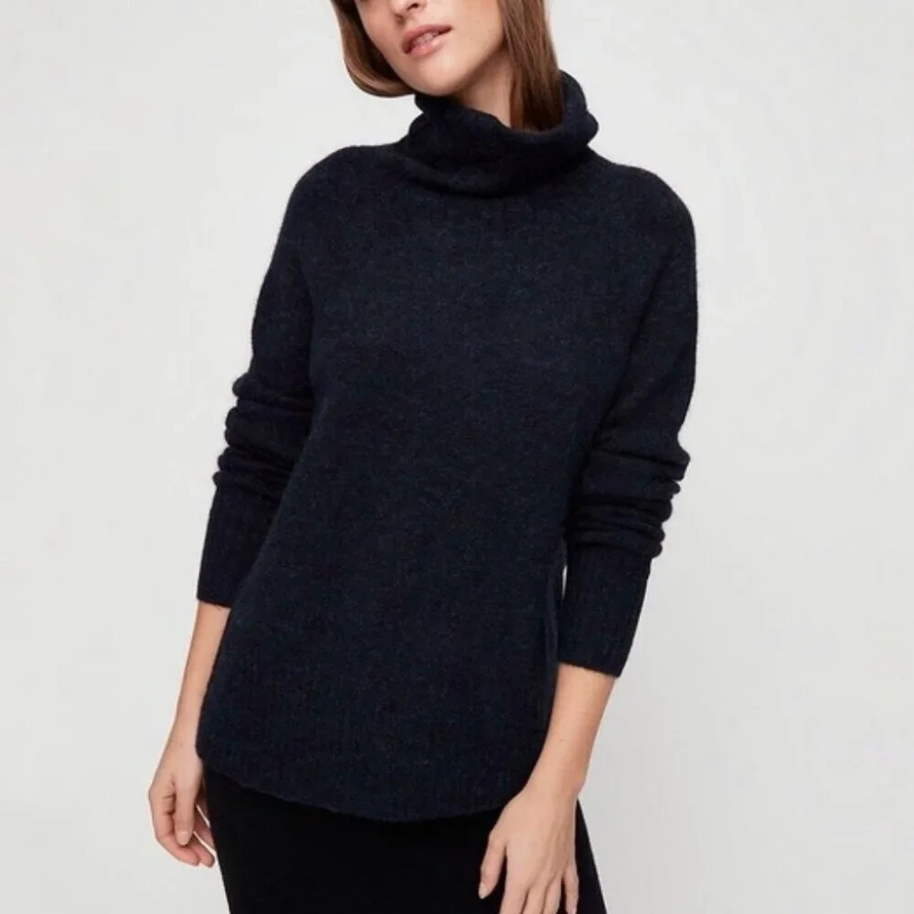 Aritzia  The Group by Babaton Plutarch Sweater Alpaca Turtleneck Dark Navy Small